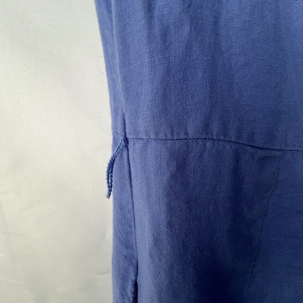 L.L.Bean‎ Womens Blue 100% Linen Sleeveless Shirt Dress Size 10 Reg Effortless - Picture 6 of 13